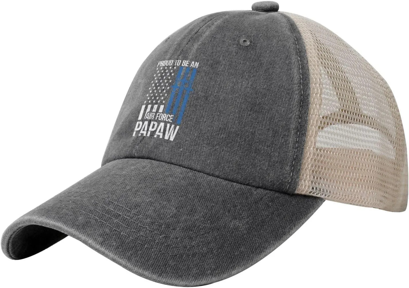 Proud Us Air Force Papaw America Flag Baseball Cap Women Men Mesh-Back Hat Retro Trucker Hats Sun Hat
