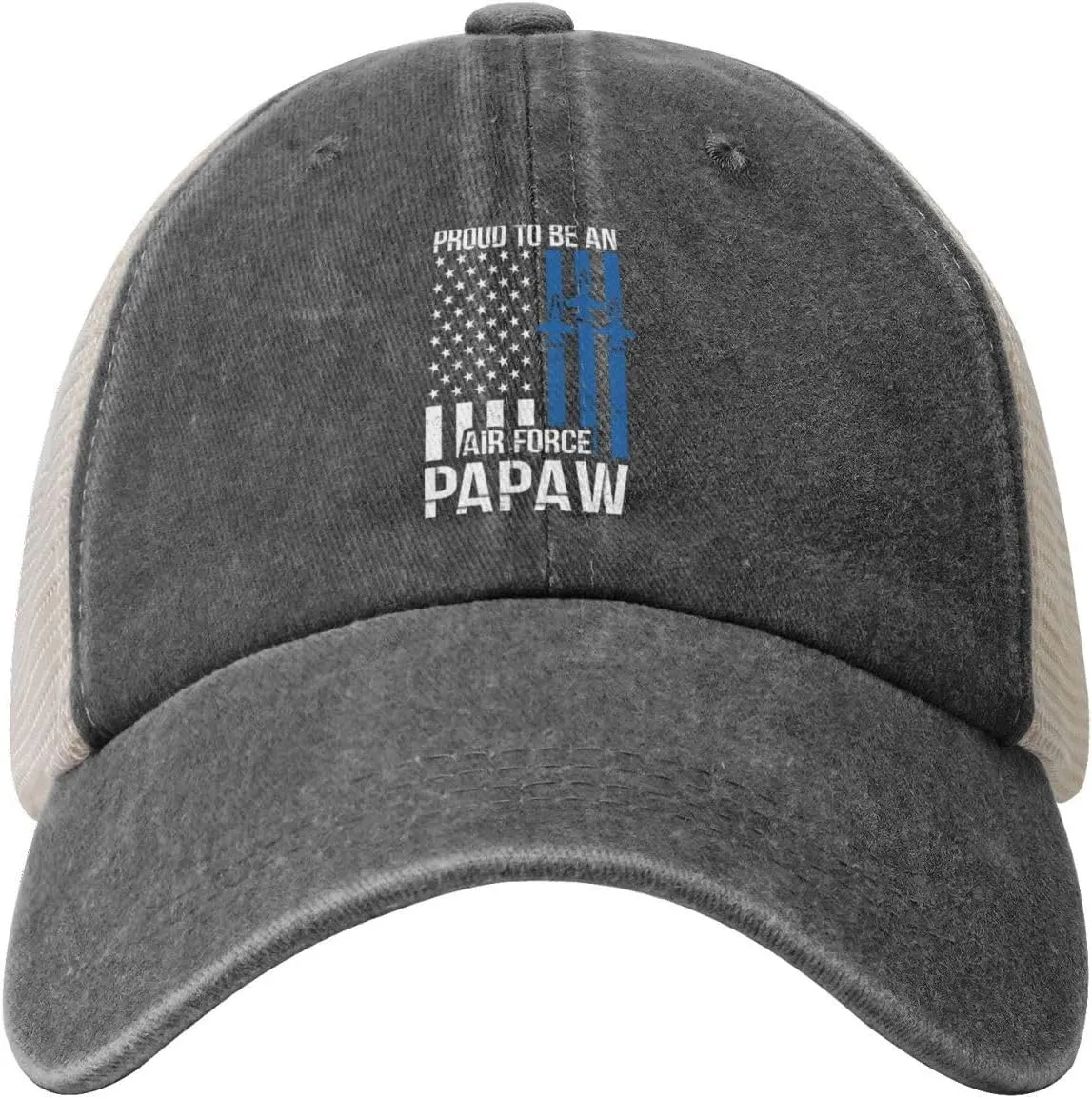 Proud Us Air Force Papaw America Flag Baseball Cap Women Men Mesh-Back Hat Retro Trucker Hats Sun Hat
