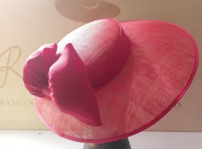 Red wedding hat with silk red bow.
