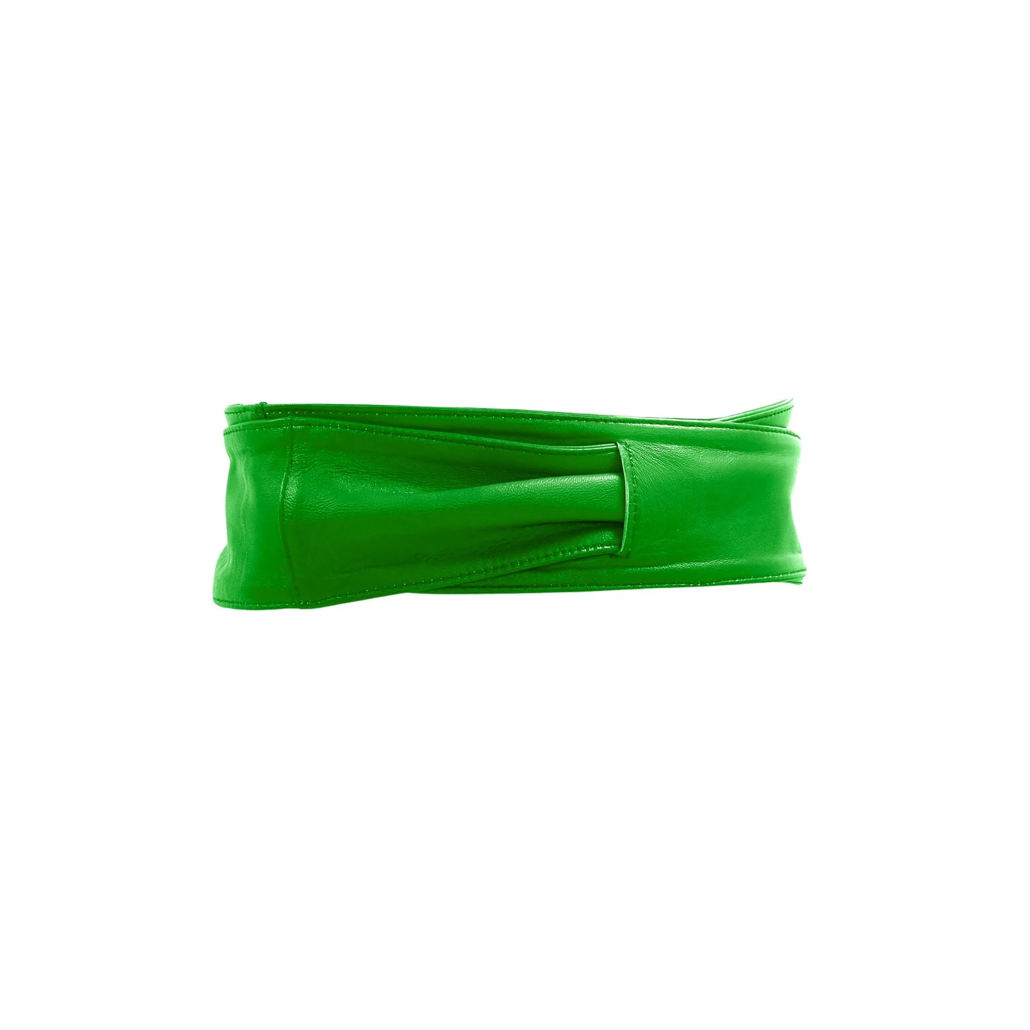 Sheepskin Leather Obi Wrap Belt  - Green