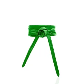 Sheepskin Leather Obi Wrap Belt  - Green