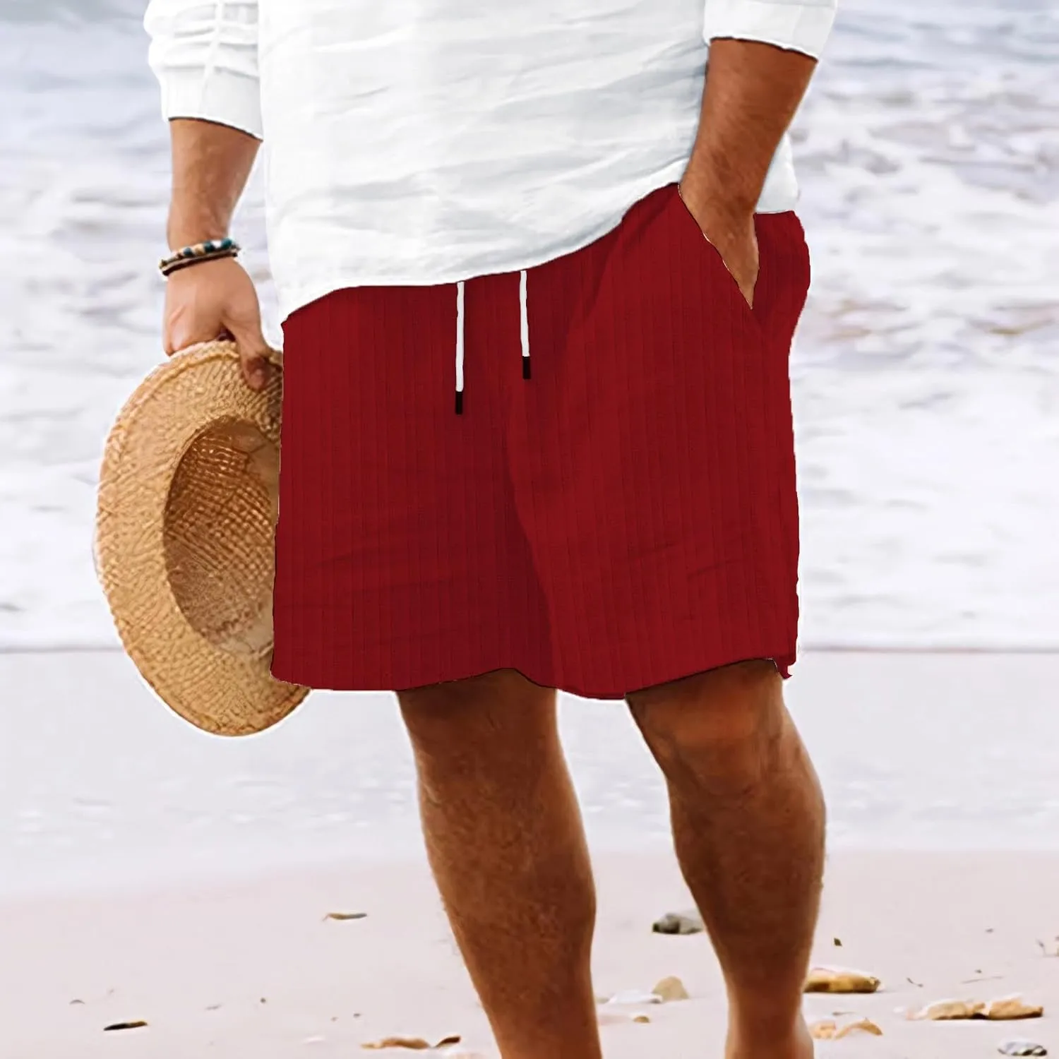 Shorts for Men Casual Summer Casual Shorts Solid and Men's pants Linen Shorts Men Men Workout Shorts with Zipper