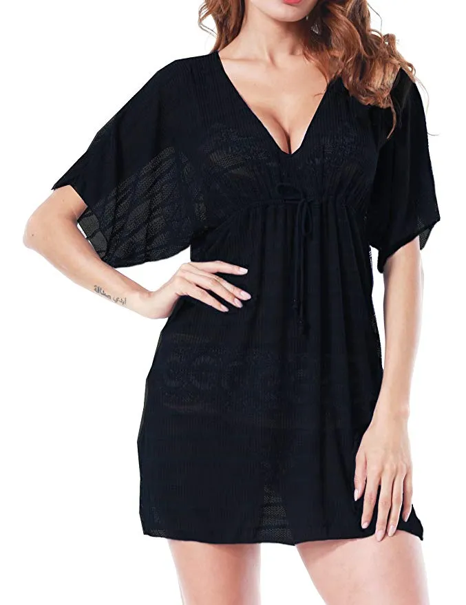 Summer Sexy See-Through Bikini Cover up Sun Protective Beach Dress