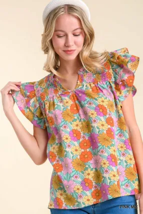 Susie Floral Smocked York Top