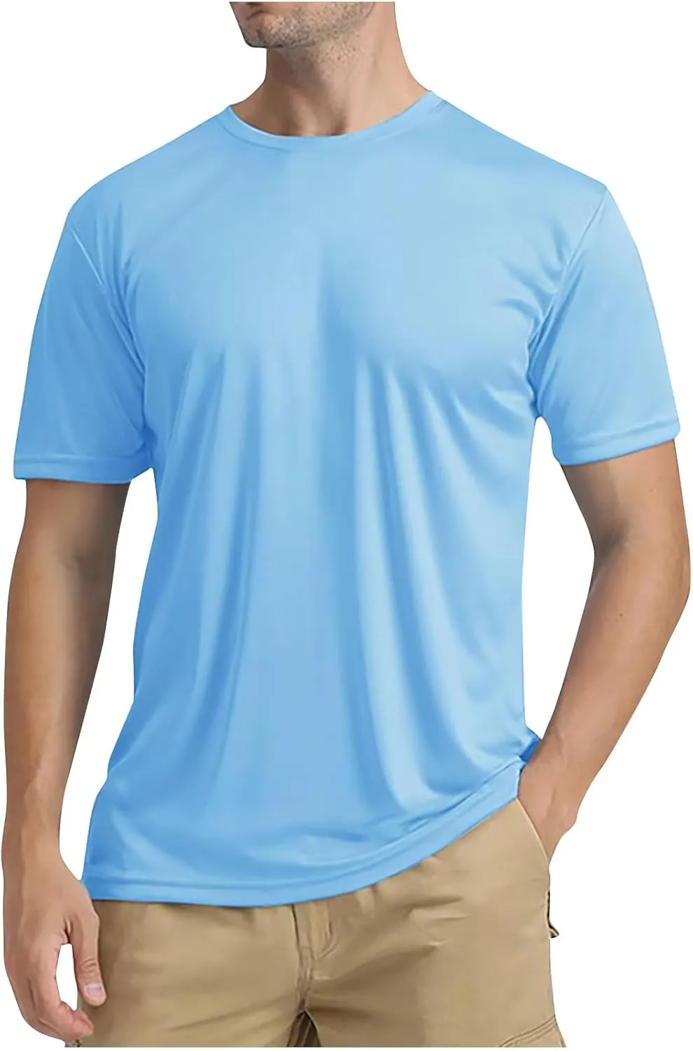 Swim Shirts Short Sleeve Tops for Men Sun Protection UPF 50  Fishing Rash Guard UV Gym Workout Tee for Running Outdoor