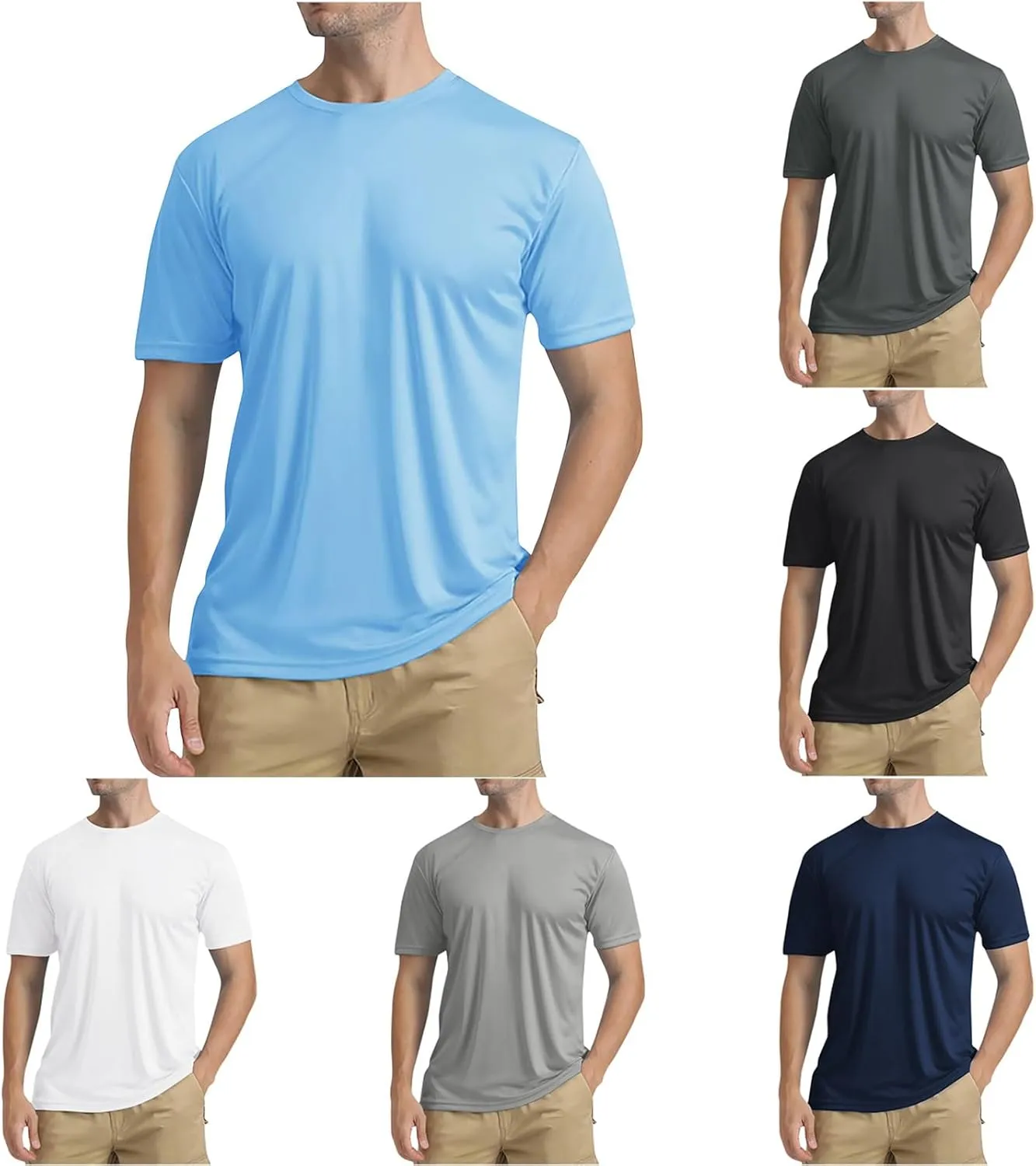 Swim Shirts Short Sleeve Tops for Men Sun Protection UPF 50  Fishing Rash Guard UV Gym Workout Tee for Running Outdoor