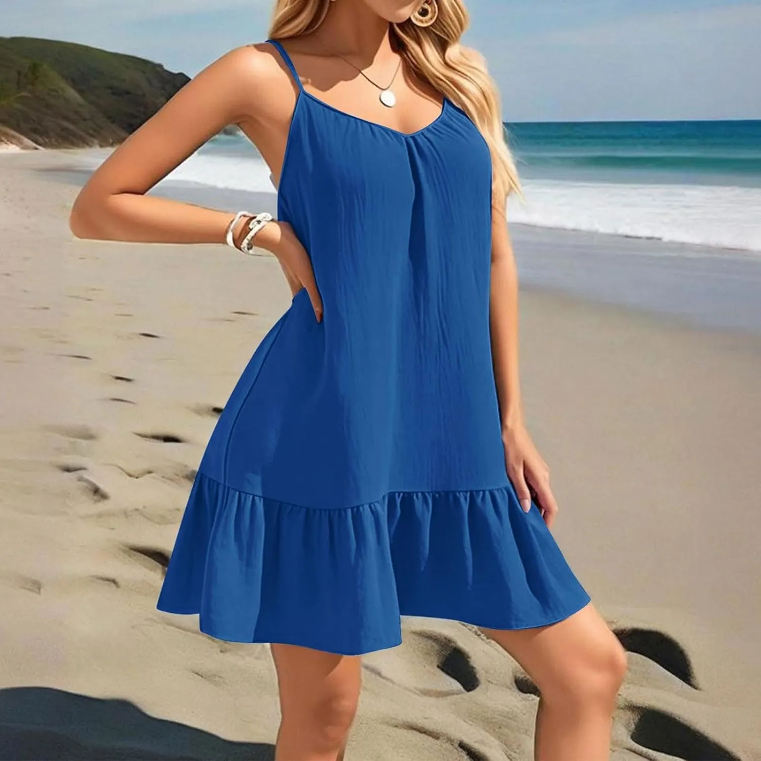Swimsuit Coverup for Women 2025 Summer Vacation Beach Cover Ups Spaghetti Straps Bathing Suit Cover Up Sundress for Women