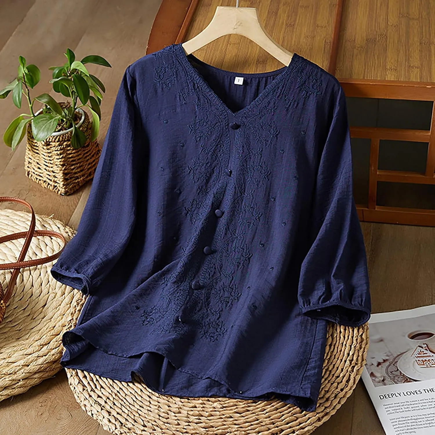 Swimsuit Coverup for Women 2025 Trendy V Neck Roll up Sleeve Tops Boho Button down Blouses Beach Swimsuit Coverup