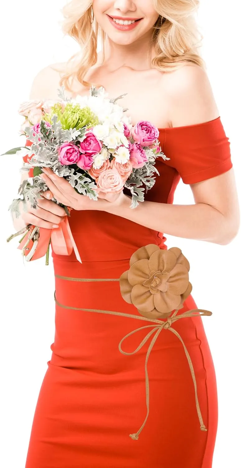 TeeYee Women Girls Big Decor Flower Waist Chain/Rope/Belt For Wedding Dress Female Waistband Skinny Belt