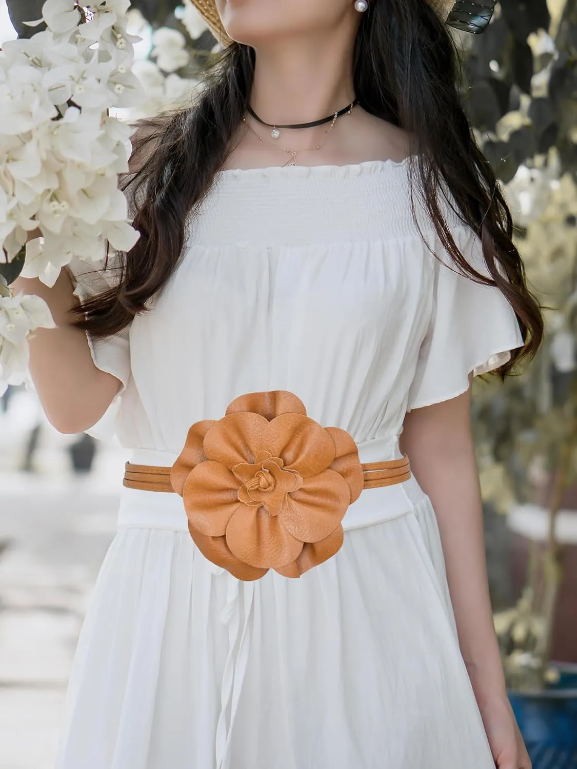 TeeYee Women Girls Big Decor Flower Waist Chain/Rope/Belt For Wedding Dress Female Waistband Skinny Belt