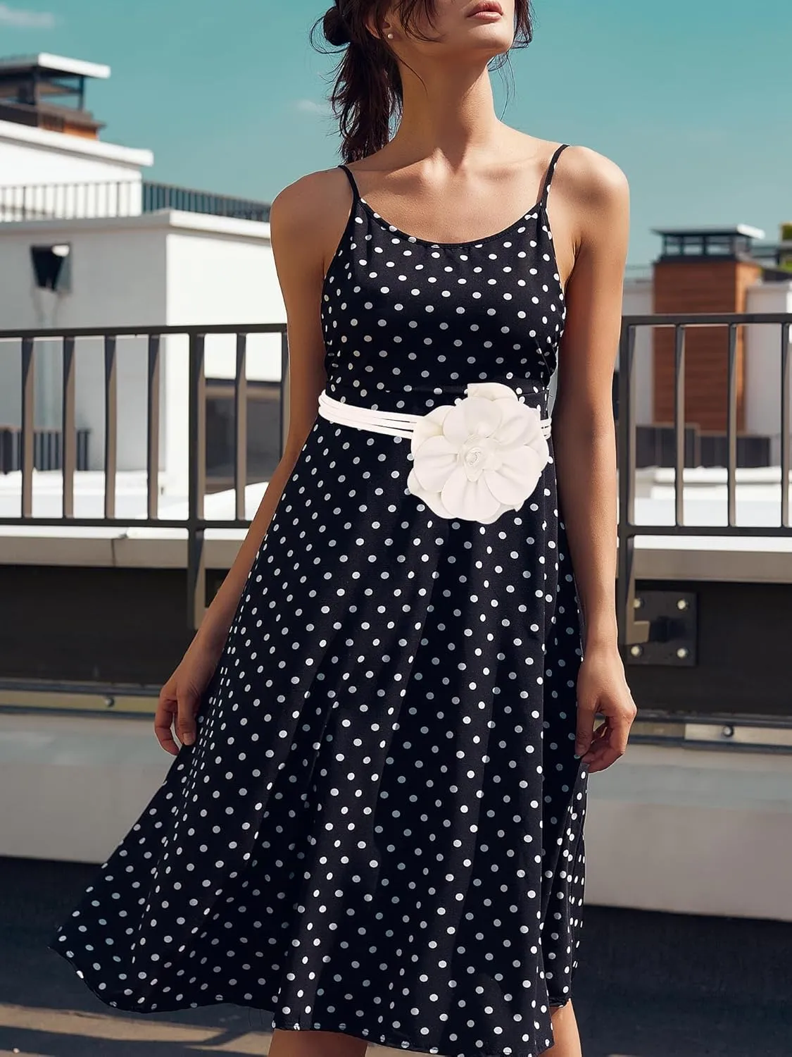 TeeYee Women Girls Big Decor Flower Waist Chain/Rope/Belt For Wedding Dress Female Waistband Skinny Belt