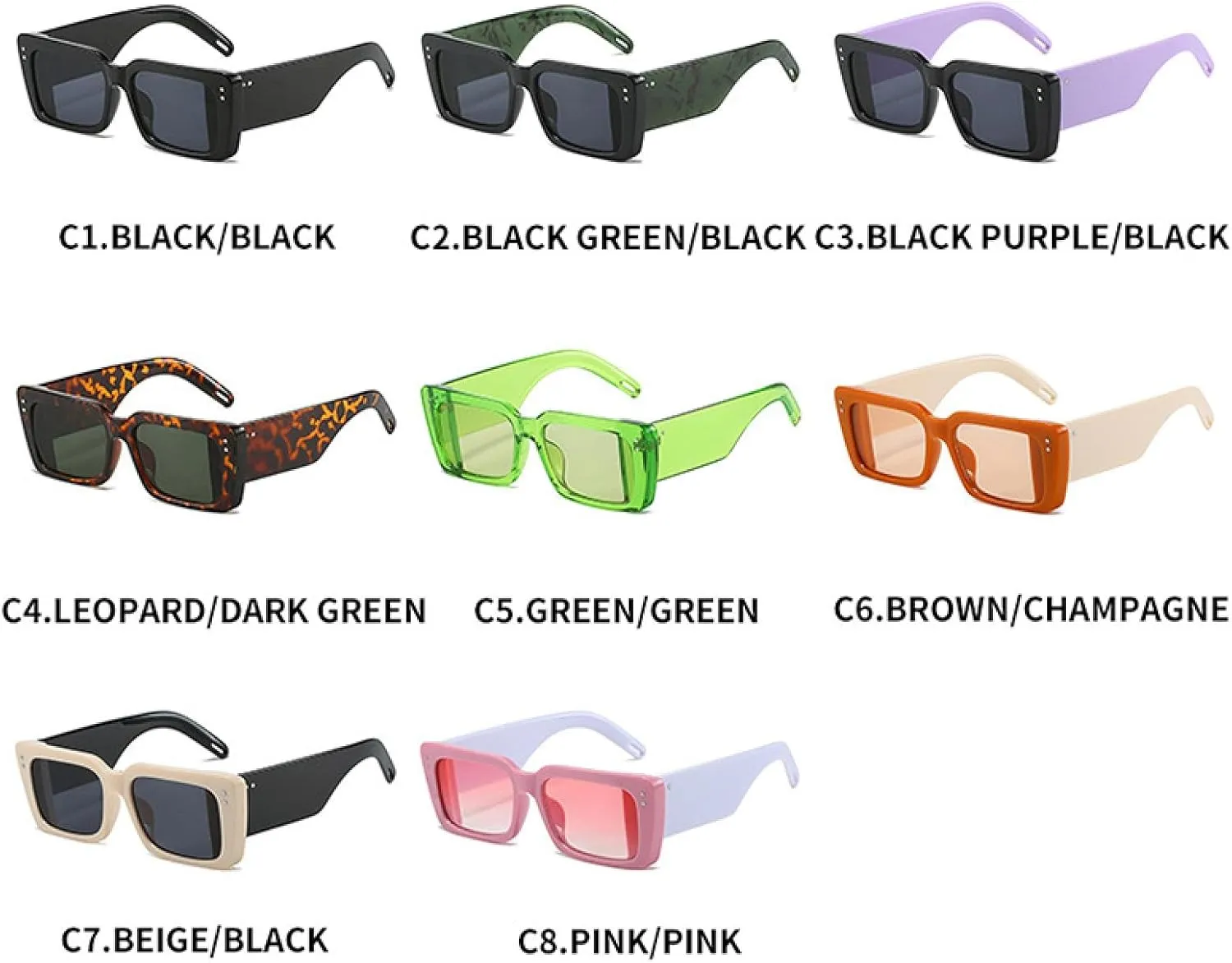 Trendy Vintage Men Women Fashion Wide Legs Shades Eyewear Rectangle Gradient Sun Glasses