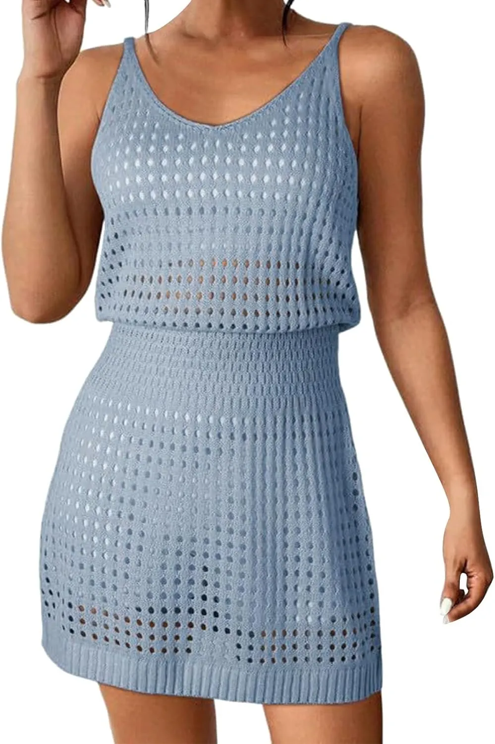 Vacation Dresses for Women Crochet Hollow Out Knit Swimsuit Cover Up Summer Beach Bathing Suit Outfits