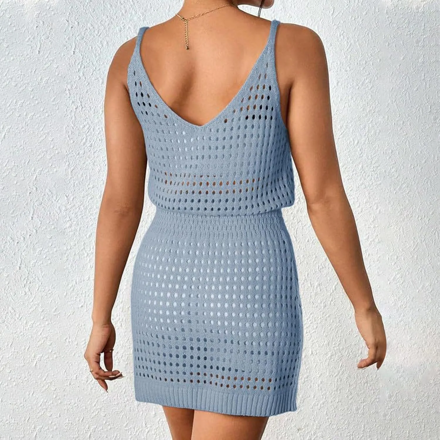 Vacation Dresses for Women Crochet Hollow Out Knit Swimsuit Cover Up Summer Beach Bathing Suit Outfits