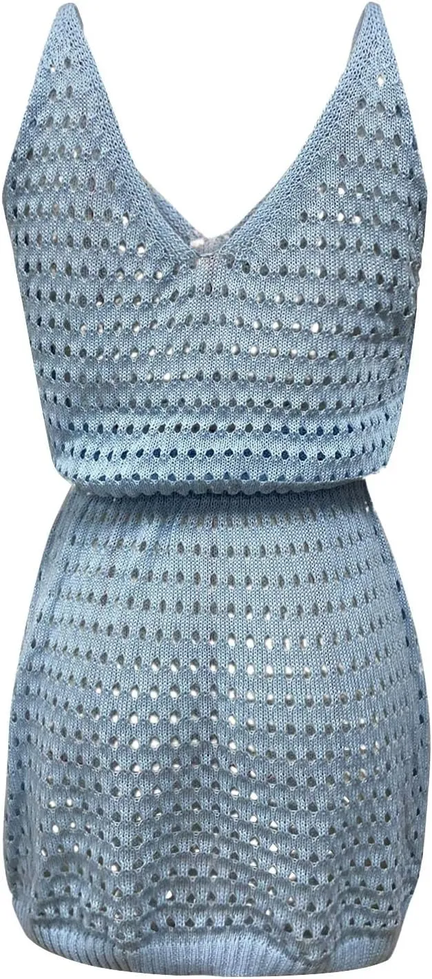 Vacation Dresses for Women Crochet Hollow Out Knit Swimsuit Cover Up Summer Beach Bathing Suit Outfits