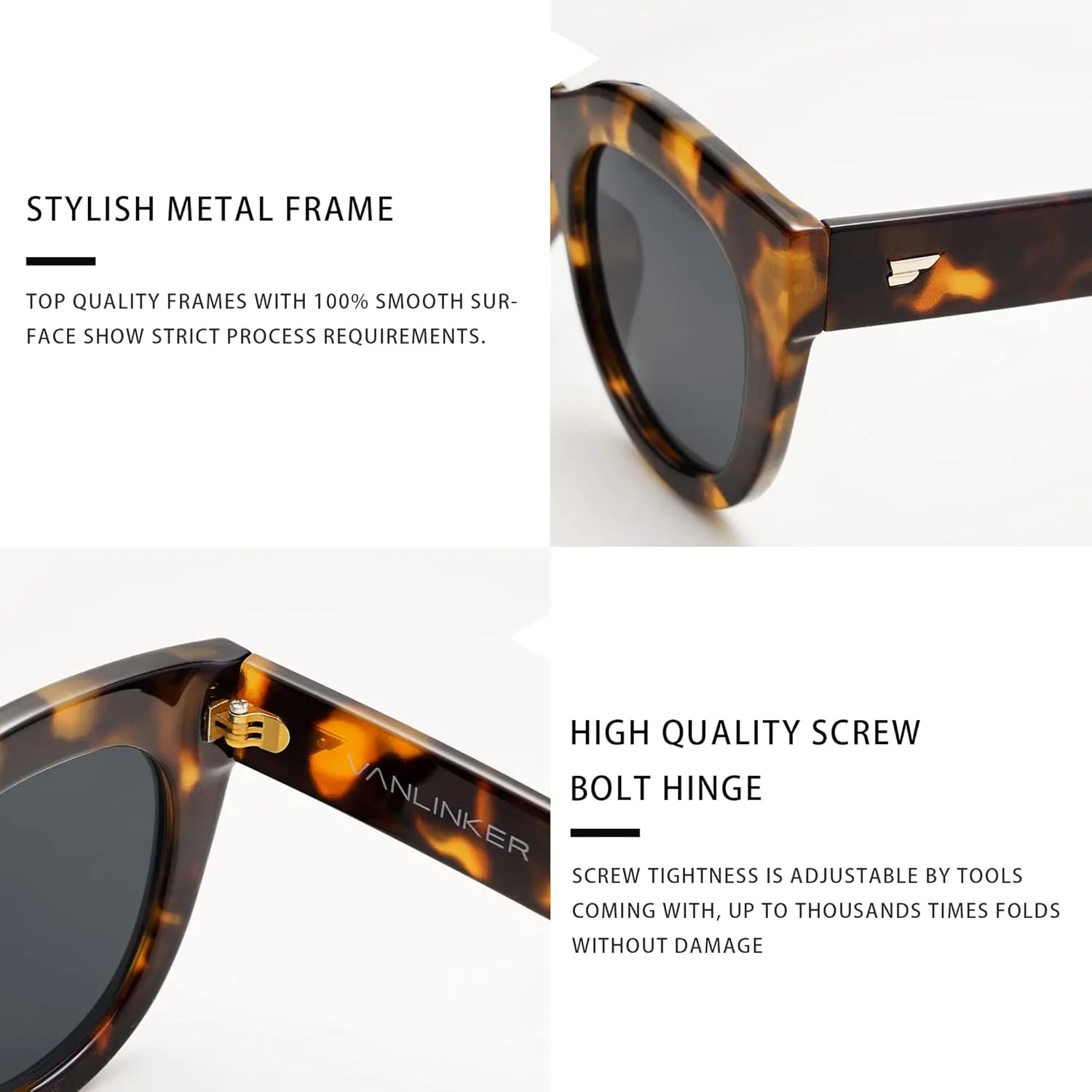 VANLINKER New Version Trendy Polarized Cat Eye Sunglasses for Women Retro Oversized Sunnies VL9690