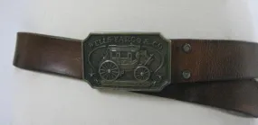 Vintage 70s leather belt Well Fargo Buckle 1973 FF581