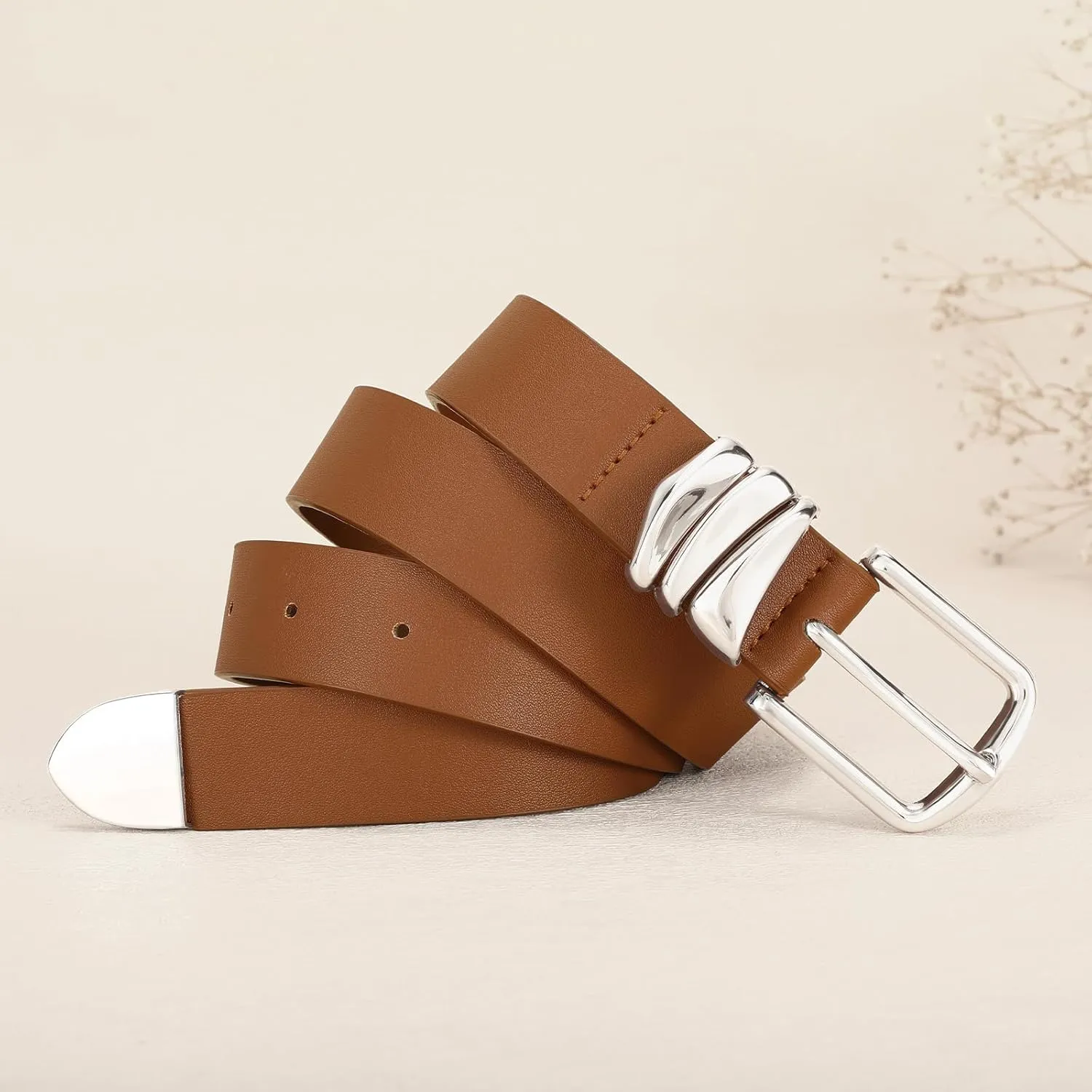 VONMELLI Women's Belt for Jeans Dress Leather Belt for Women Fashion Waist Ladies Belt with Sliver Buckle