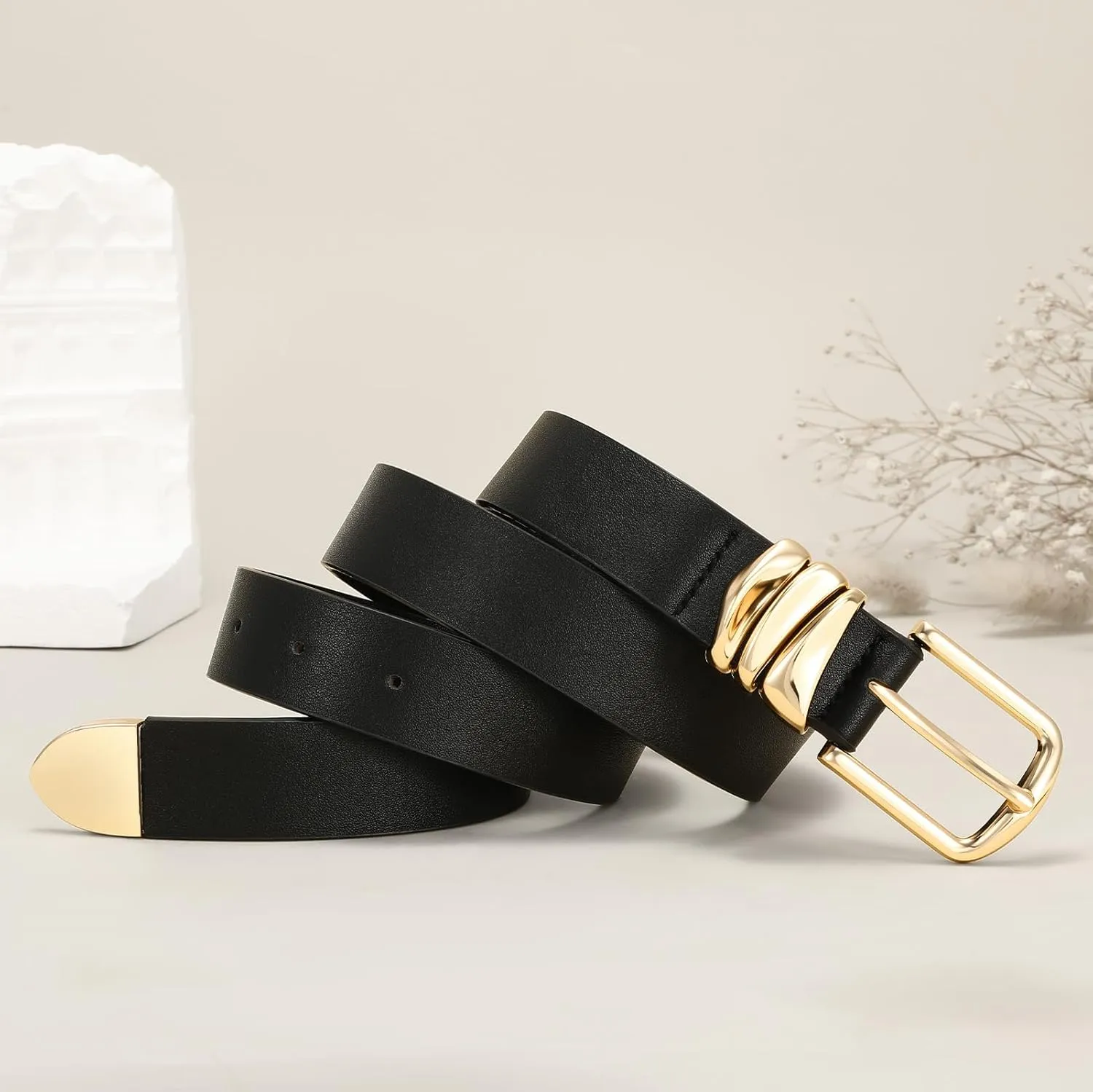 VONMELLI Women's Belt for Jeans Dress Leather Belt for Women Fashion Waist Ladies Belt with Sliver Buckle