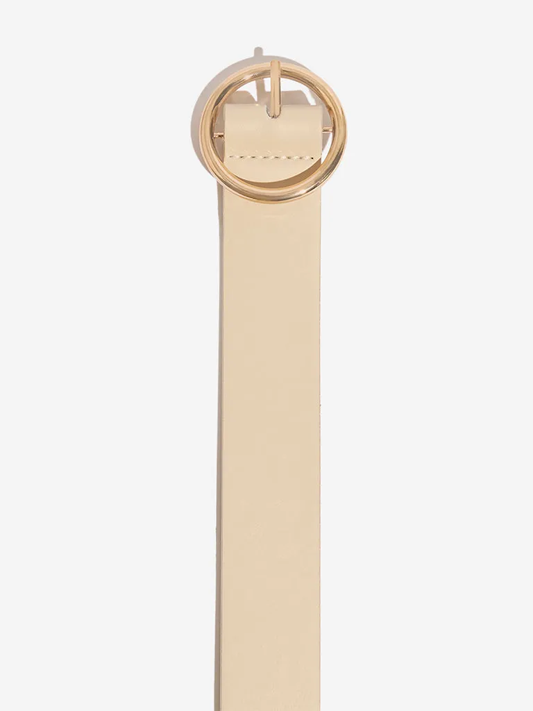 Westside Accessories Beige Faux Leather Belt (Small)