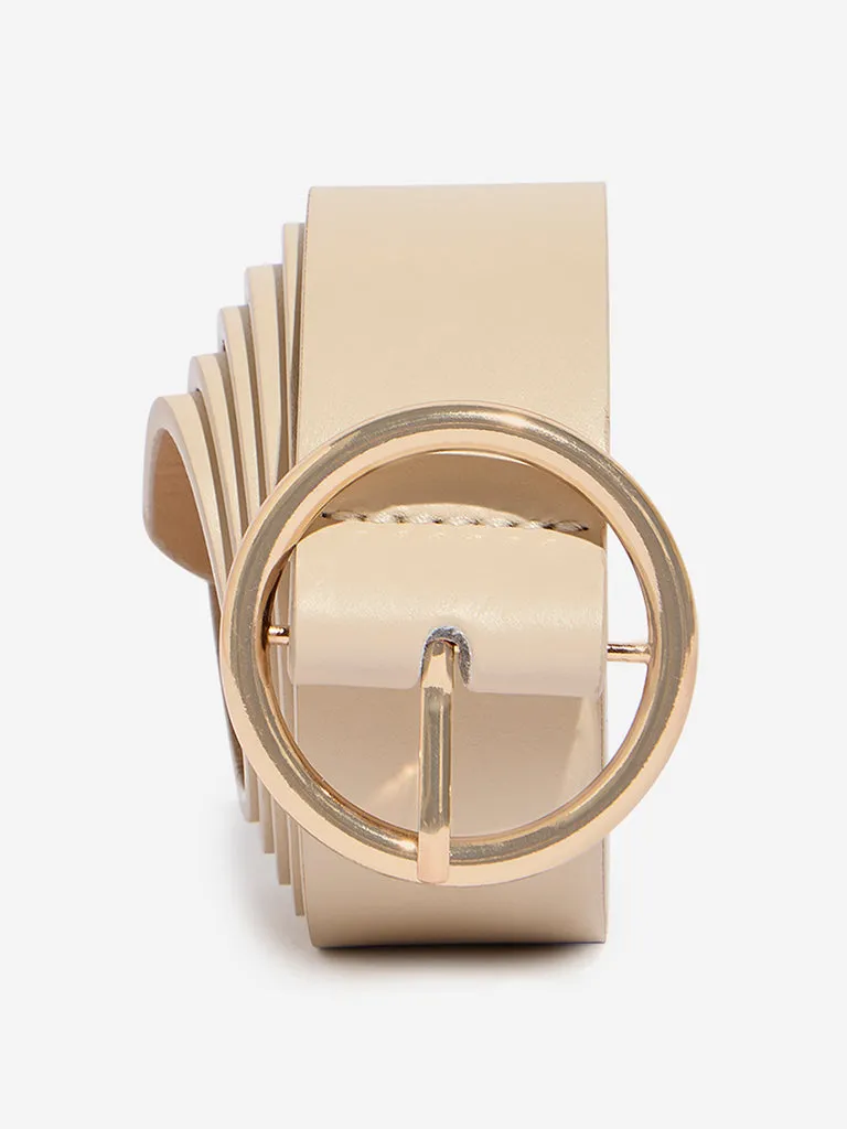 Westside Accessories Beige Faux Leather Belt (Small)