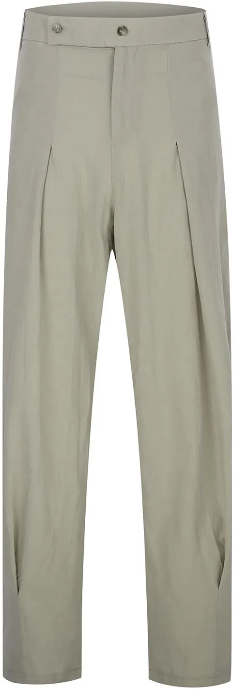 White Linen Pants Men Big and Tall Casual Elastic Waist Baggy Trousers Loose Leisure Vintage Yoga Pants with Pockets