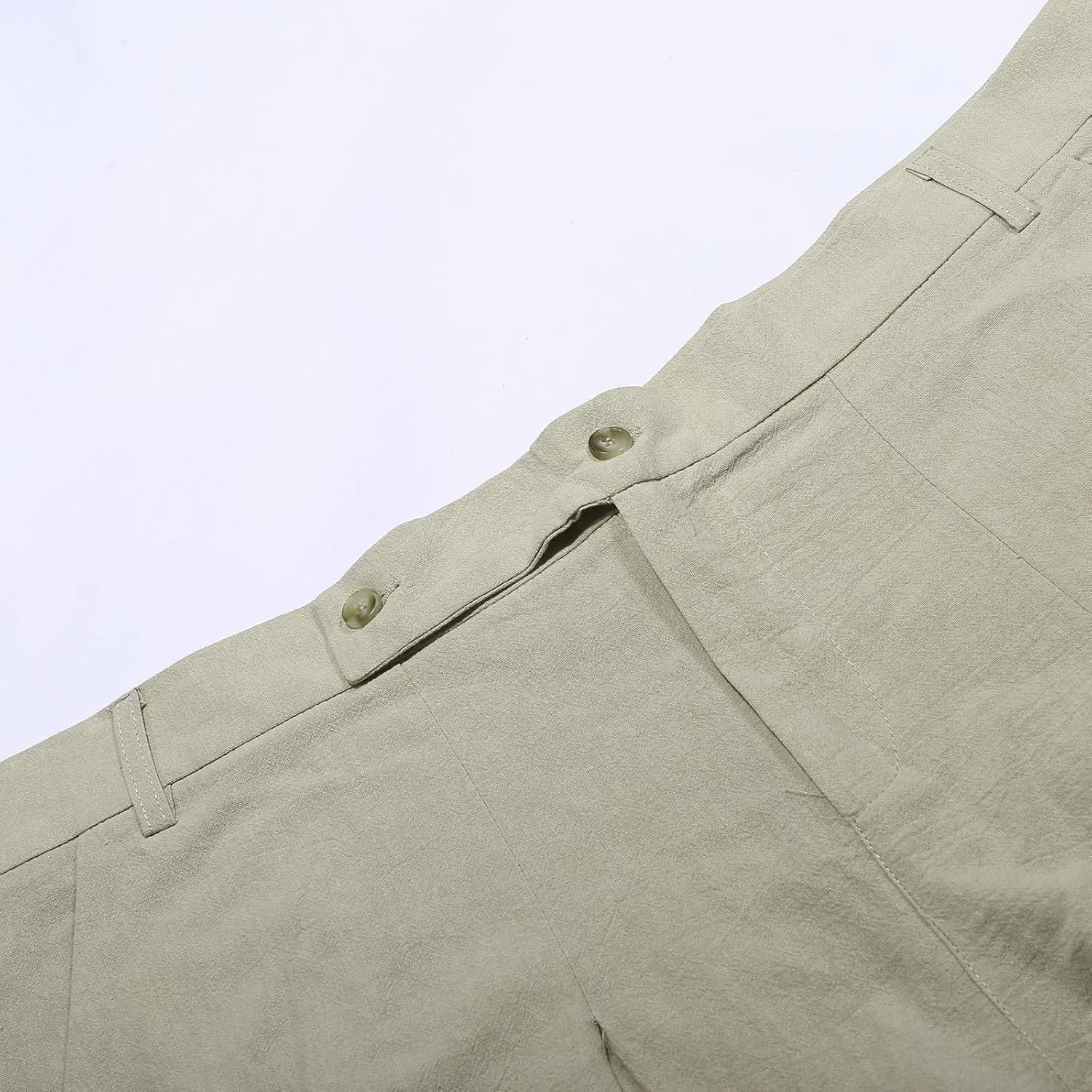 White Linen Pants Men Big and Tall Casual Elastic Waist Baggy Trousers Loose Leisure Vintage Yoga Pants with Pockets