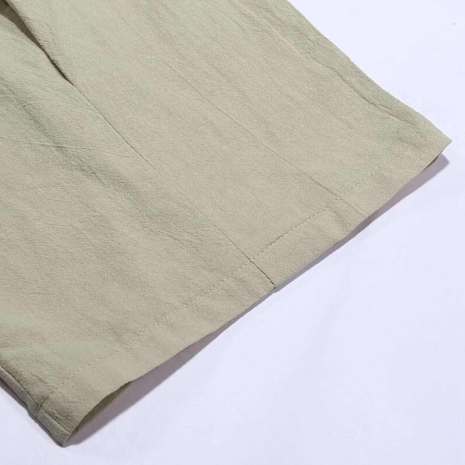 White Linen Pants Men Big and Tall Casual Elastic Waist Baggy Trousers Loose Leisure Vintage Yoga Pants with Pockets