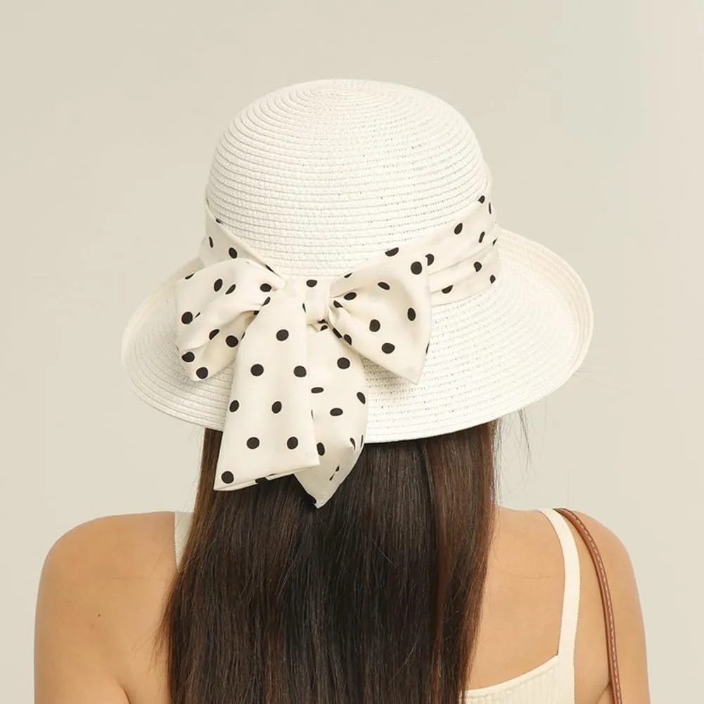 Wide Brim Visor Hats for Women Breathable Sun Hat Elegant Bow Hat Summer Straw Hat Beach Hats for Women Vacation Travel Hat