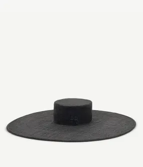 Wide-Brimmed Straw Canotier Hat