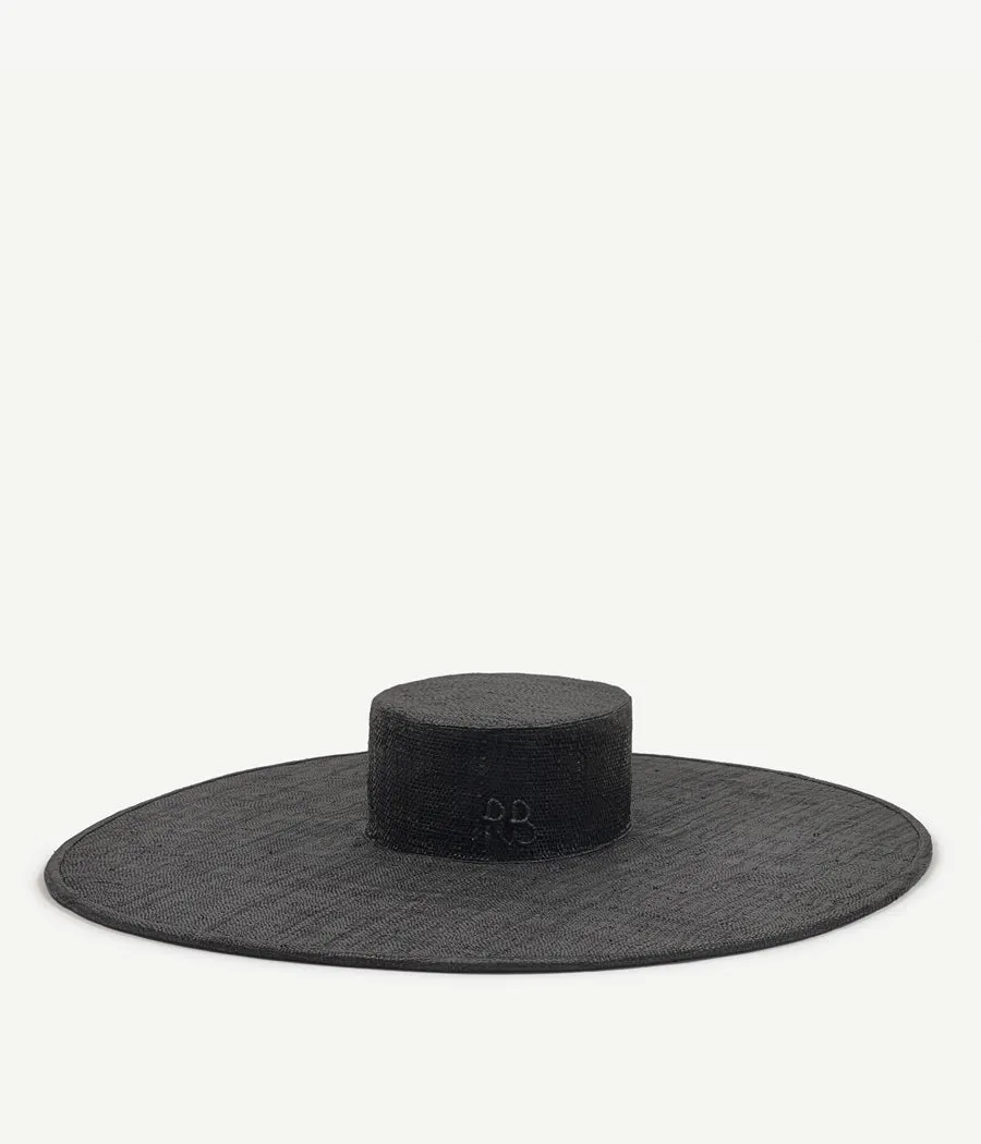Wide-Brimmed Straw Canotier Hat