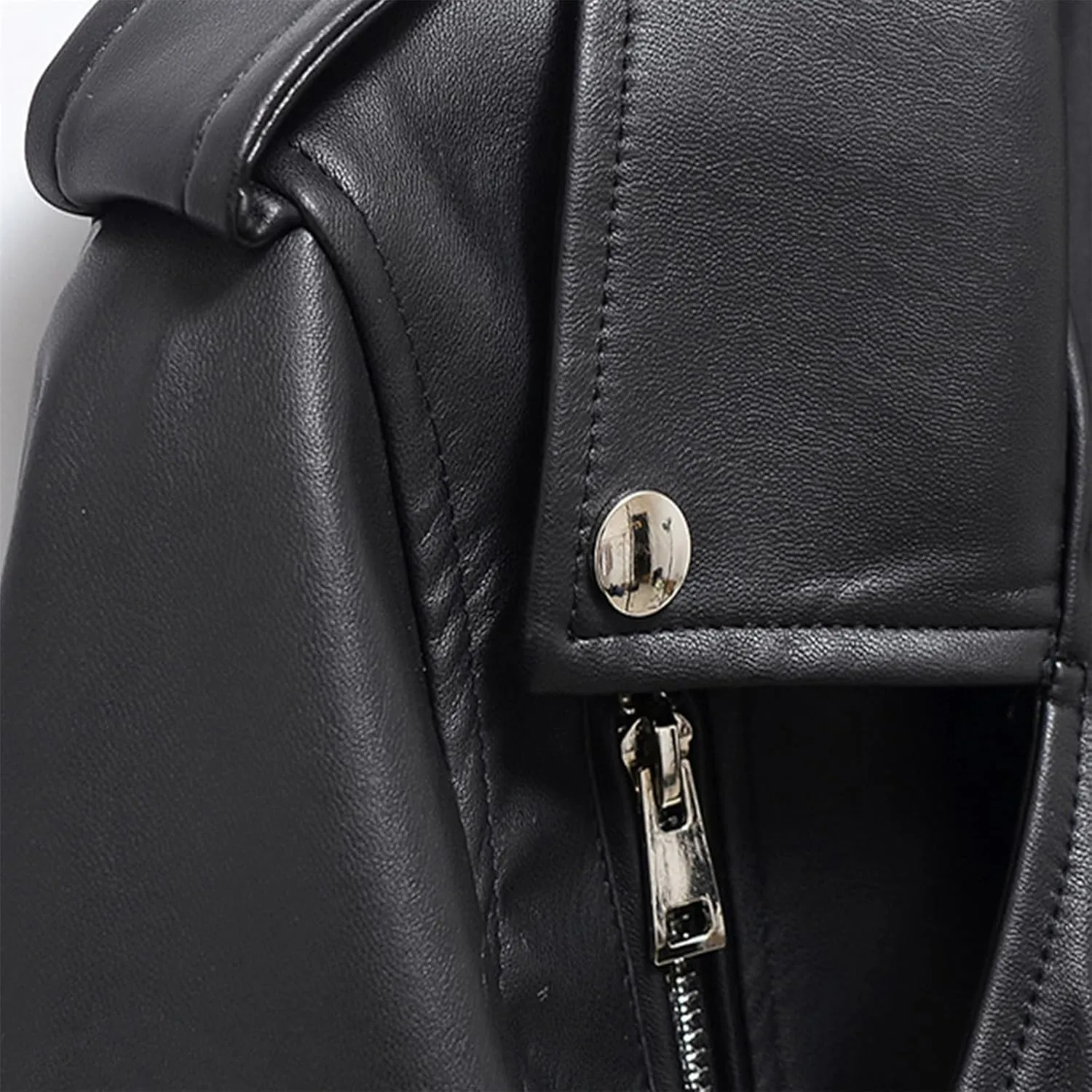 Women Faux Leather Pu Jacket Streetwear Belt Zipper Retro Moto Biker Jacket Coat Chic Outwear