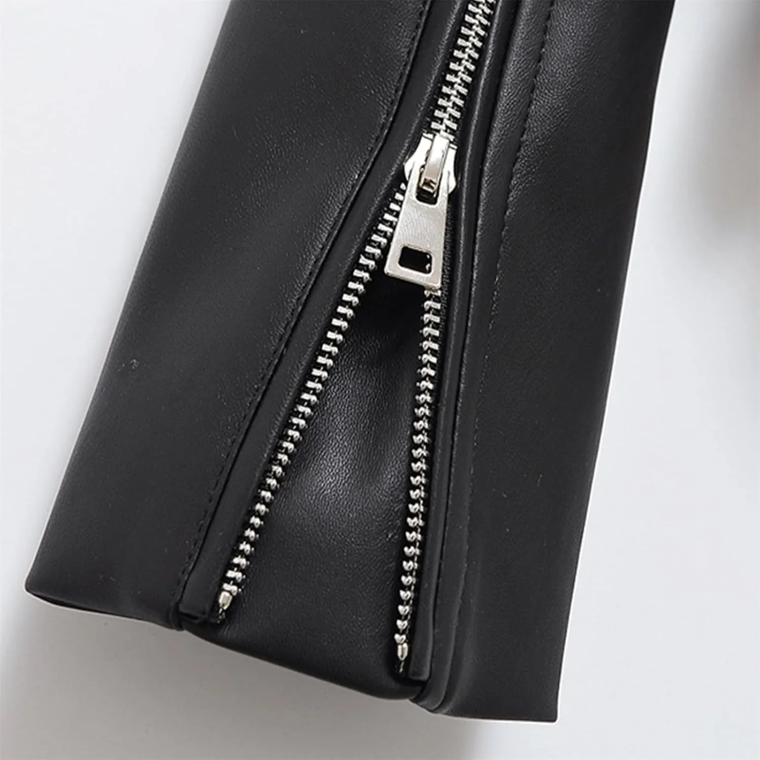 Women Faux Leather Pu Jacket Streetwear Belt Zipper Retro Moto Biker Jacket Coat Chic Outwear