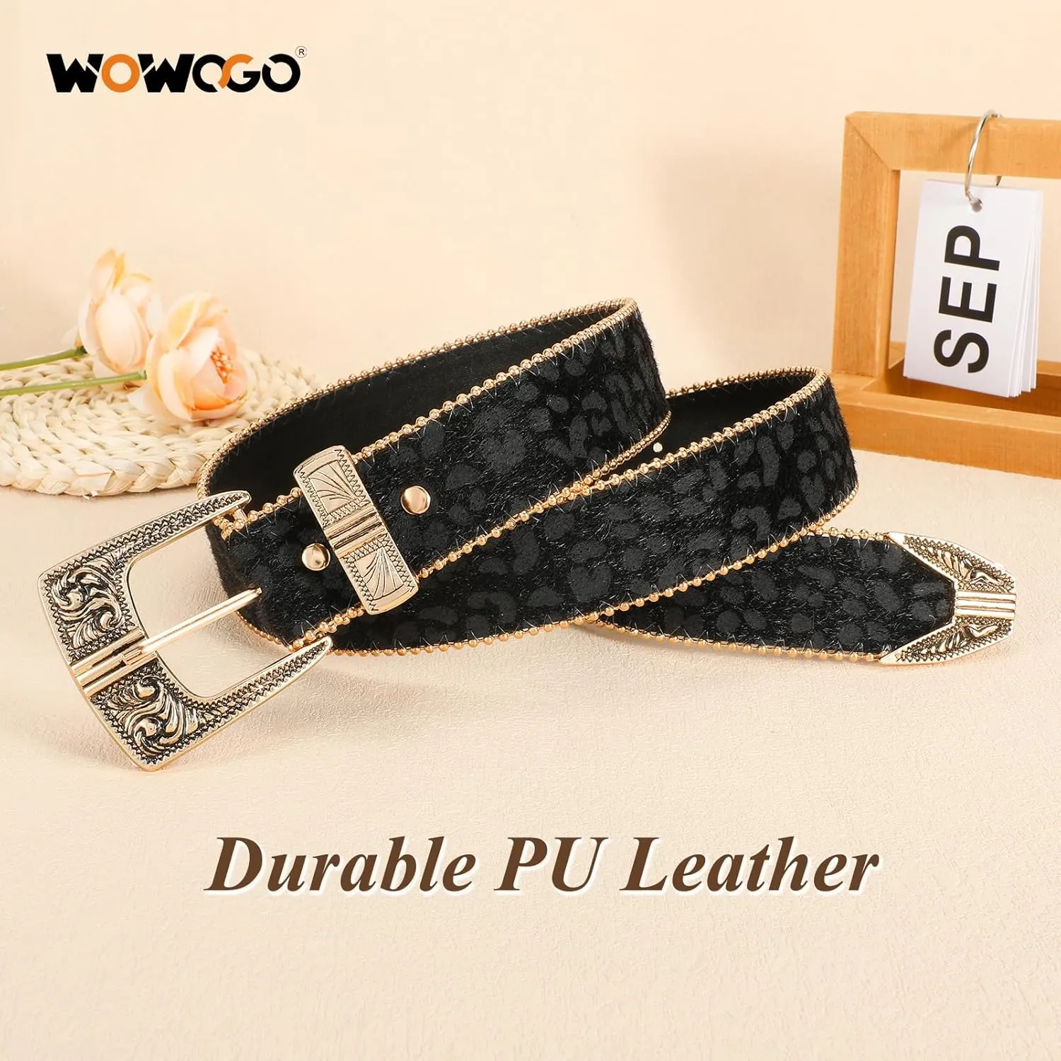 Women Leopard Print Belt Cheetah Print Belt Animal Print Fashion Leather Belt Ladies Waist Belt for Jeans Pants Dress