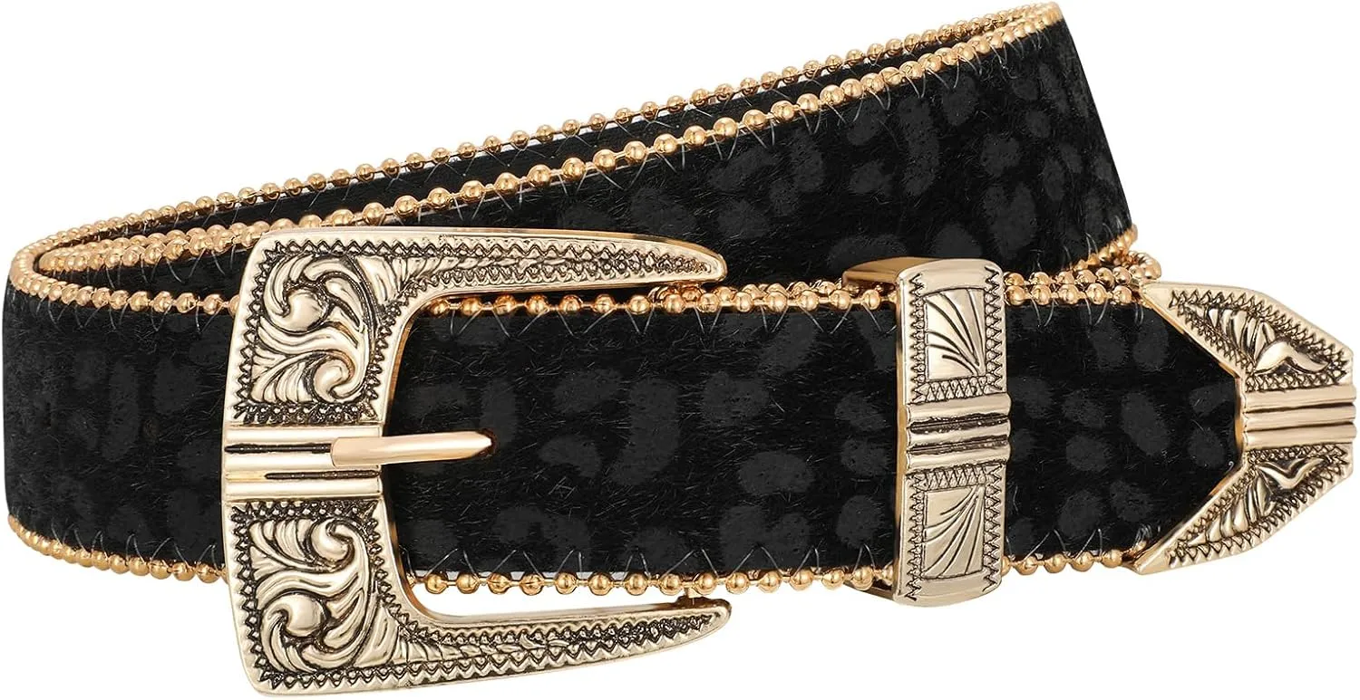 Women Leopard Print Belt Cheetah Print Belt Animal Print Fashion Leather Belt Ladies Waist Belt for Jeans Pants Dress