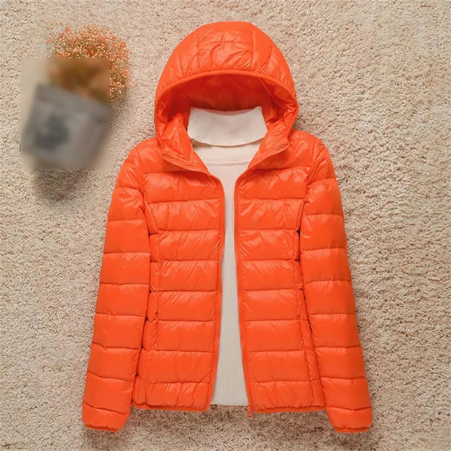 Women Winter Coat Light White Duck Down Jacket Slim Puffer Jackets Portable Windproof Down Coat