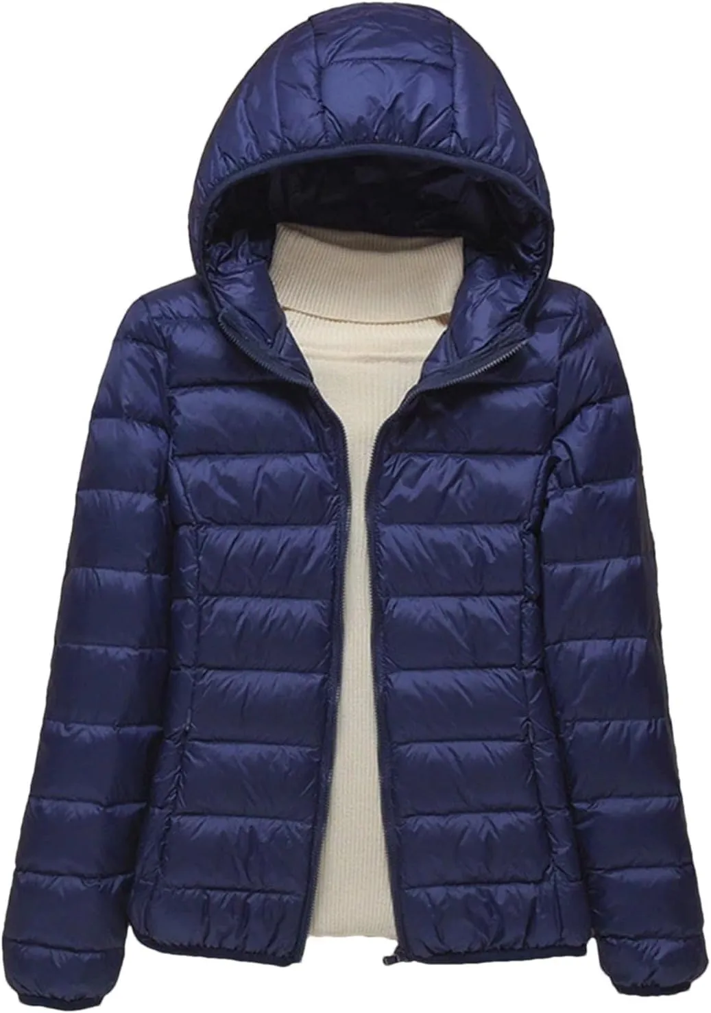 Women Winter Coat Light White Duck Down Jacket Slim Puffer Jackets Portable Windproof Down Coat