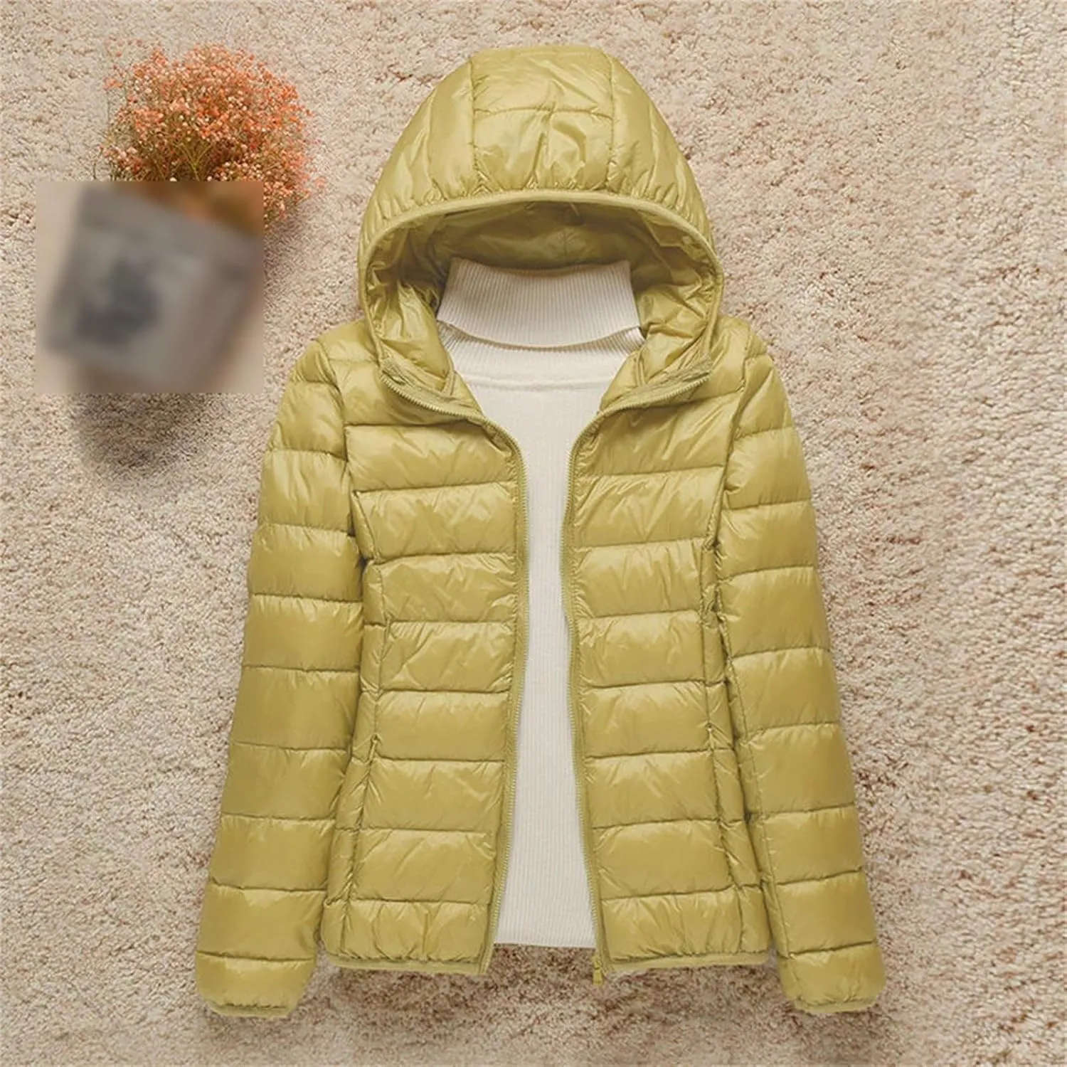 Women Winter Coat Light White Duck Down Jacket Slim Puffer Jackets Portable Windproof Down Coat