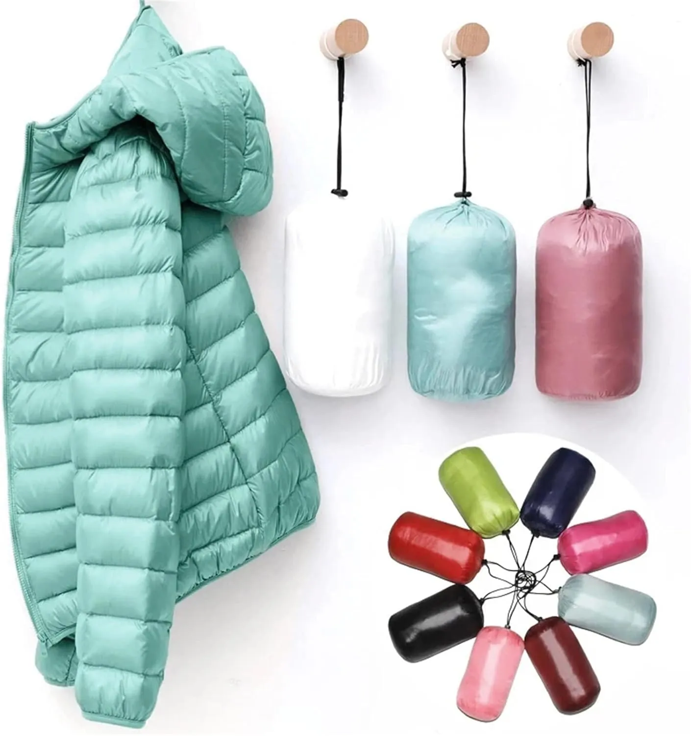 Women Winter Coat Light White Duck Down Jacket Slim Puffer Jackets Portable Windproof Down Coat