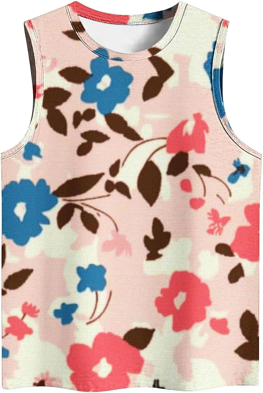 Women's Fashion Floral Print Casual Tank Tops, Summer Soft Comfy Sleeveless Shirts Loose Breathable Going Out Clothes