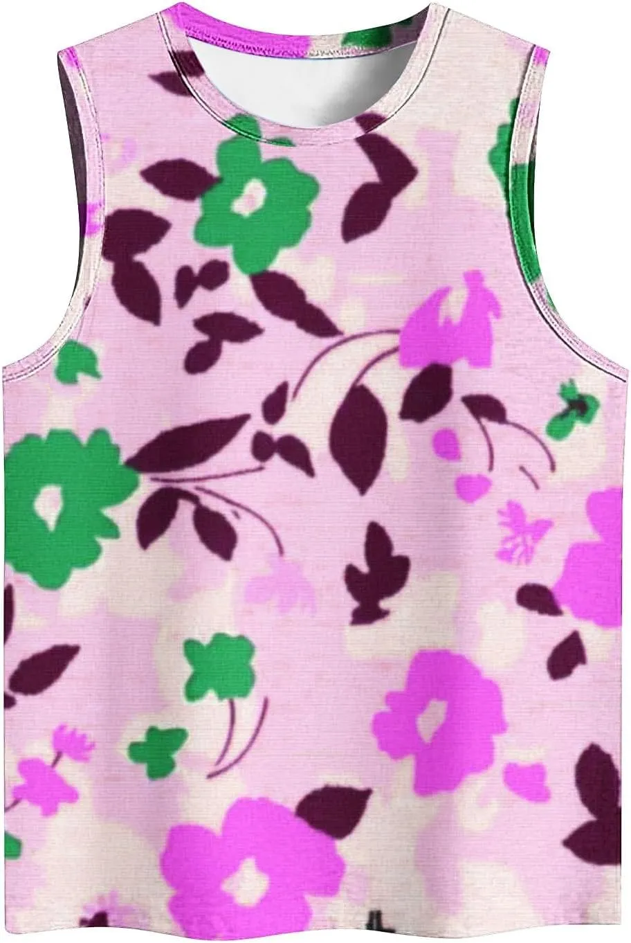 Women's Fashion Floral Print Casual Tank Tops, Summer Soft Comfy Sleeveless Shirts Loose Breathable Going Out Clothes