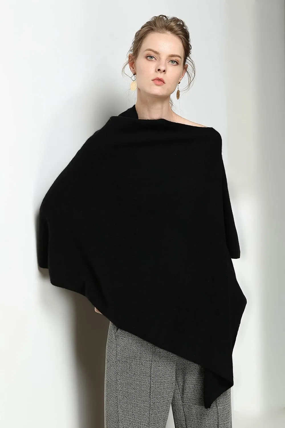 Women's Knitted Scarf Poncho Sweater with Buttons Winter Warm Open Front Poncho light weight sweater wrap poncho cape