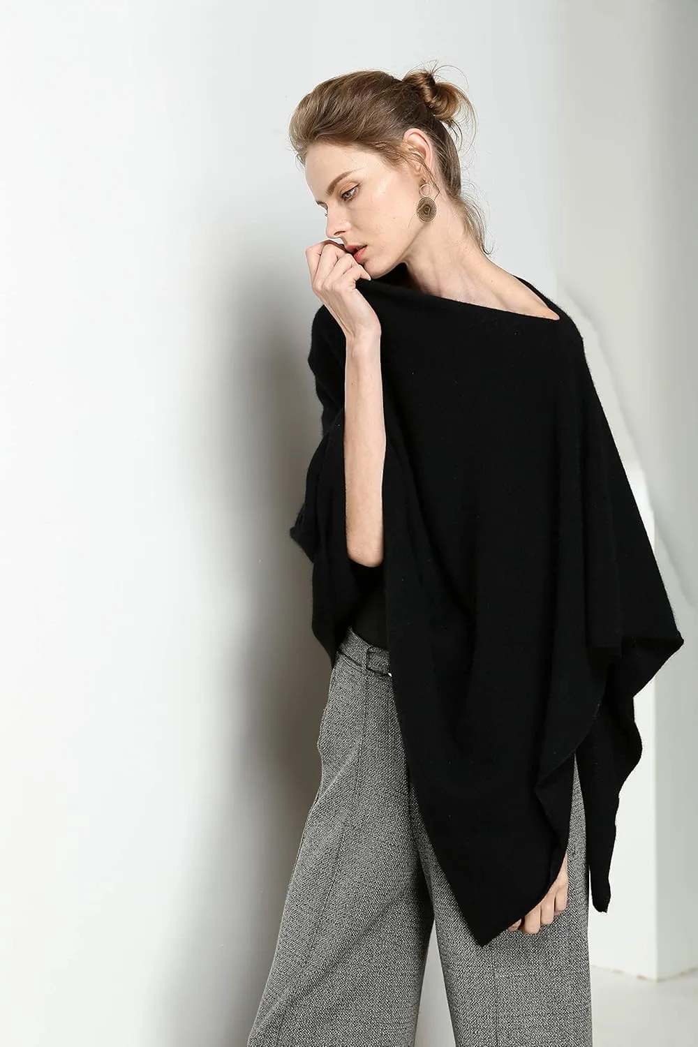 Women's Knitted Scarf Poncho Sweater with Buttons Winter Warm Open Front Poncho light weight sweater wrap poncho cape