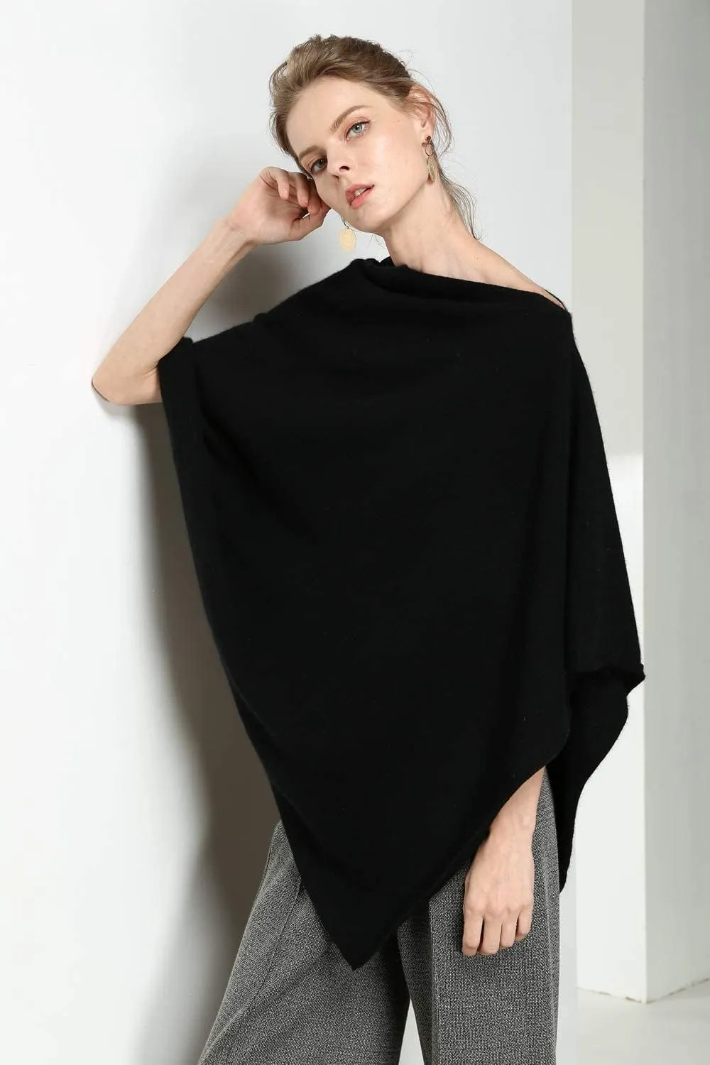 Women's Knitted Scarf Poncho Sweater with Buttons Winter Warm Open Front Poncho light weight sweater wrap poncho cape