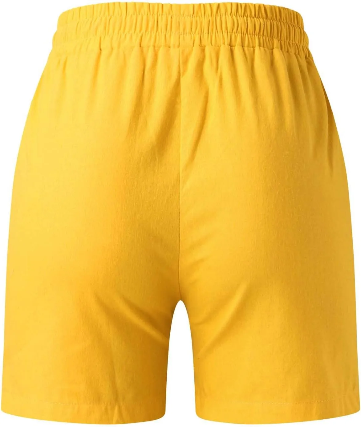 Womens Linen Shorts Summer Casual High Waisted Drawstring Elastic Shorts Cotton Wide Leg Summer Casual Shorts with Pockets