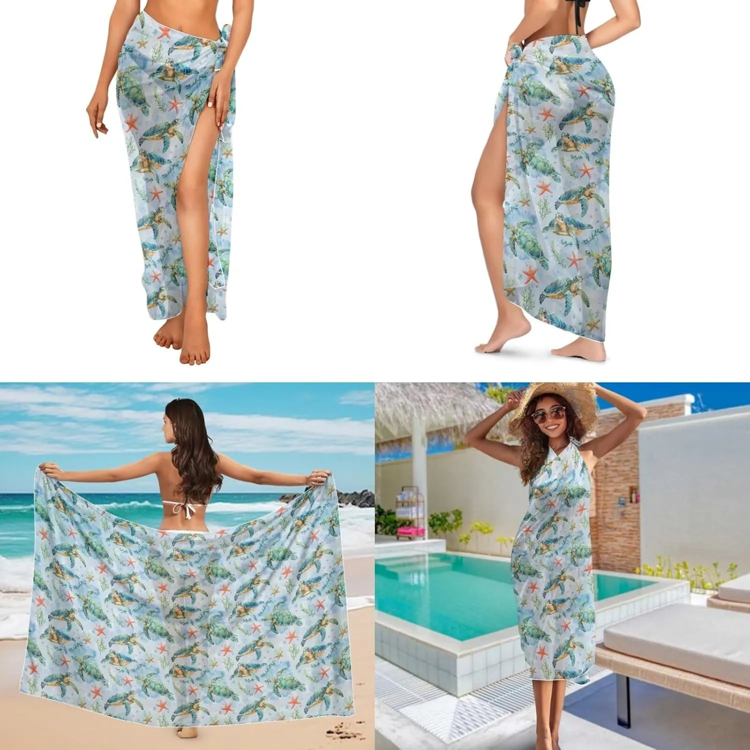Womens One Piece Bathing Suits with Sarong Coverups Sheer Bikini Cover up Lace Up Swimsuits High Waist Swimwear