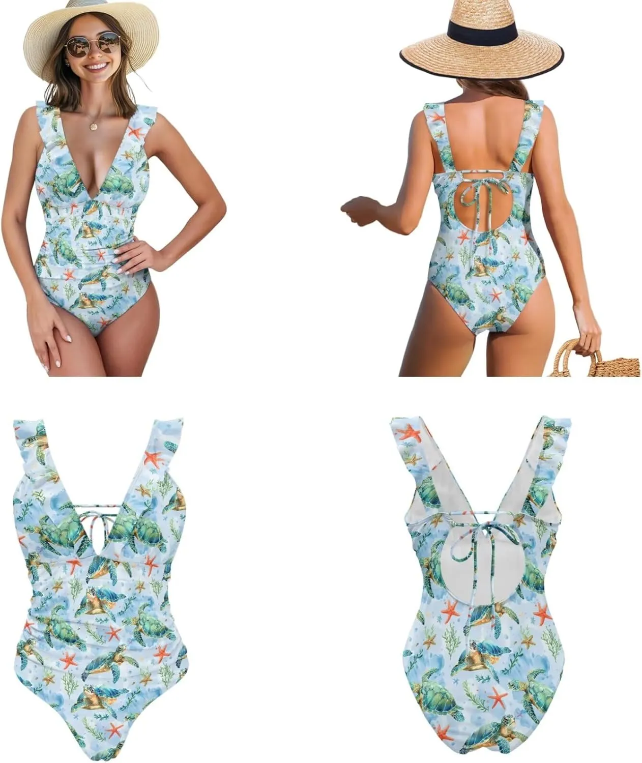 Womens One Piece Bathing Suits with Sarong Coverups Sheer Bikini Cover up Lace Up Swimsuits High Waist Swimwear