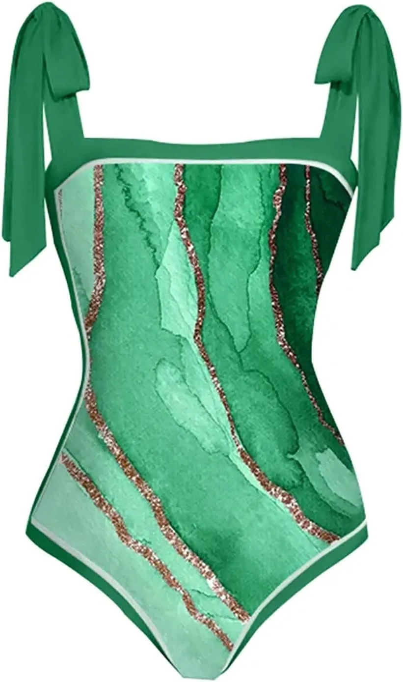 Womens One-Piece Swimsuit Print Chiffon Cover Up Beach Sarong Swimwear Beachwear Retro Wrap Maxi Skirt Bathing Suit