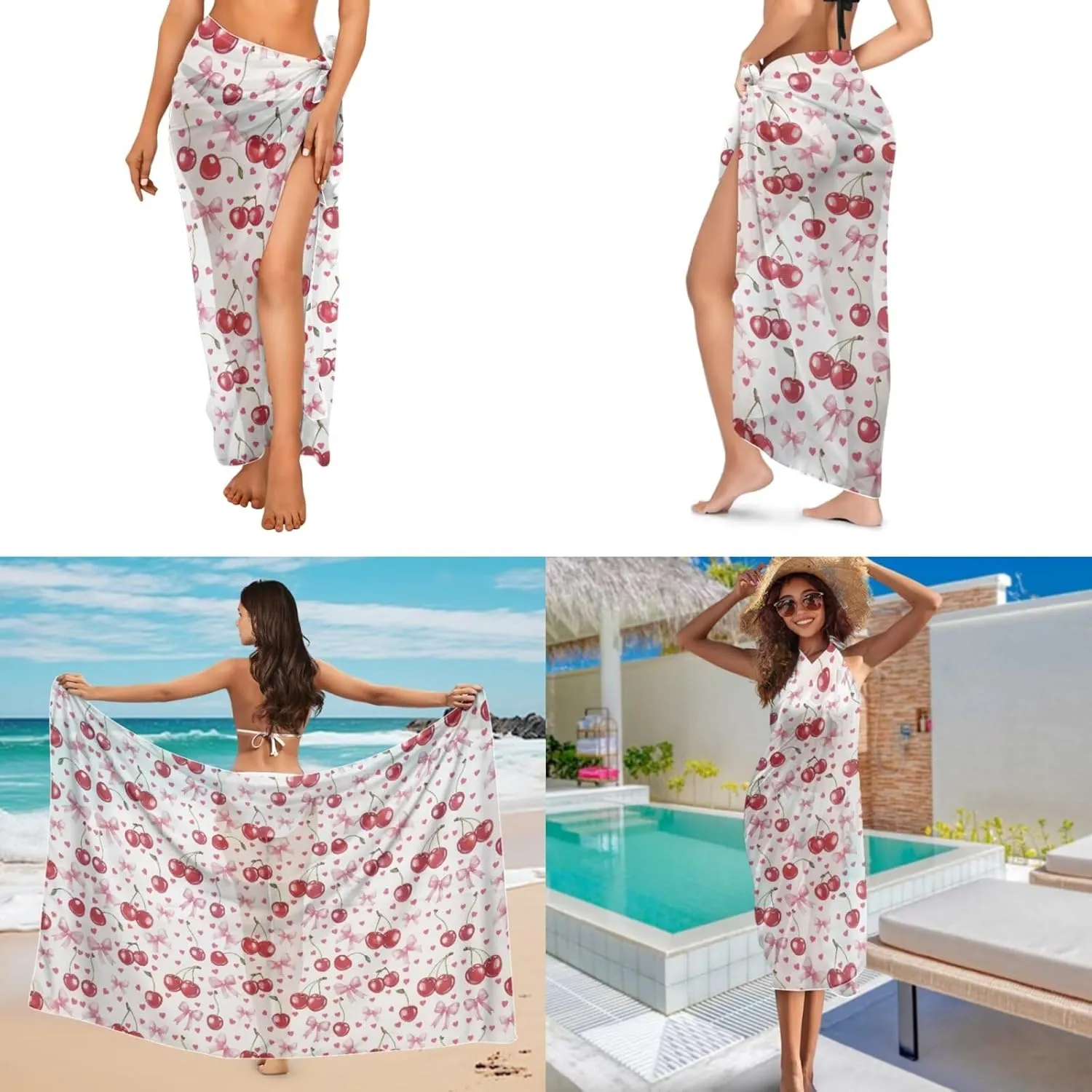 Womens One Piece Swimsuits with Sarong Coverups Ruffled Deep V Neck Bathing Suits with Bikini Cover up Beach Skirt