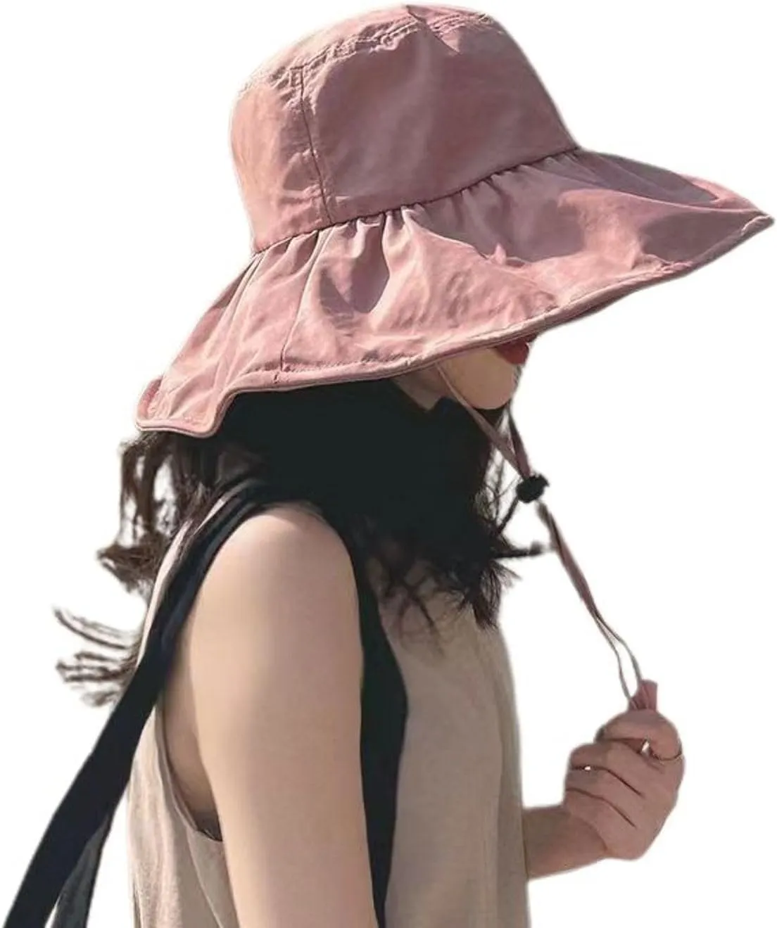 Women's Packable Sun Hat Cotton UV Protection Wide Brim Sun Cap Beach Hat Foldable Visor Travel Floppy Hats